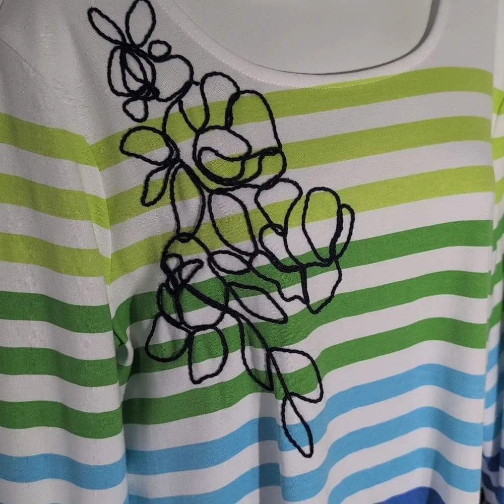 Ruby Rd. Multicolor Striped Long Sleeve Top - Picture 4 of 6